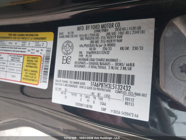 1FA6P8TH3L5132432 Ford Mustang Ecoboost