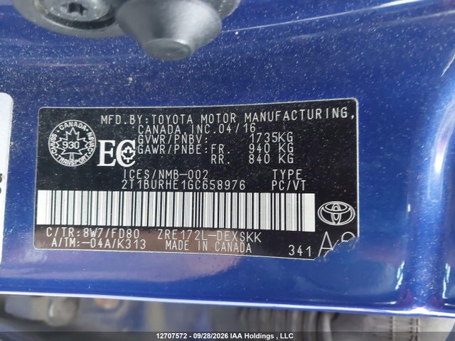 Toyota Corolla S 2016 2T1BURHE1GC658976 Image 9