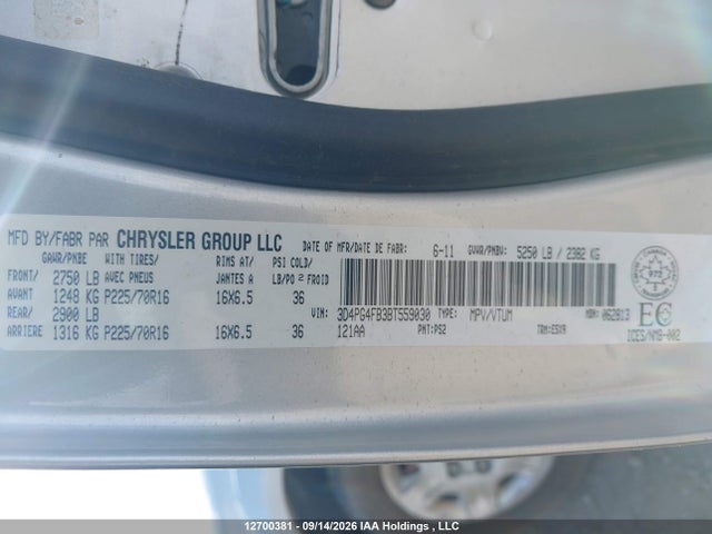 12700381 :رقم المزاد ، 3D4PG4FB3BT559030 vin ، 2011 Dodge Journey Canada Value Package مزاد بيع