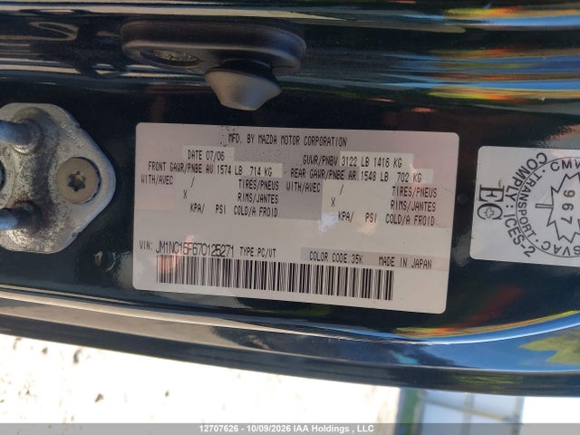 12707626 :رقم المزاد ، JM1NC16F670125271 vin ، 2007 Mazda Mx-5 Miata مزاد بيع