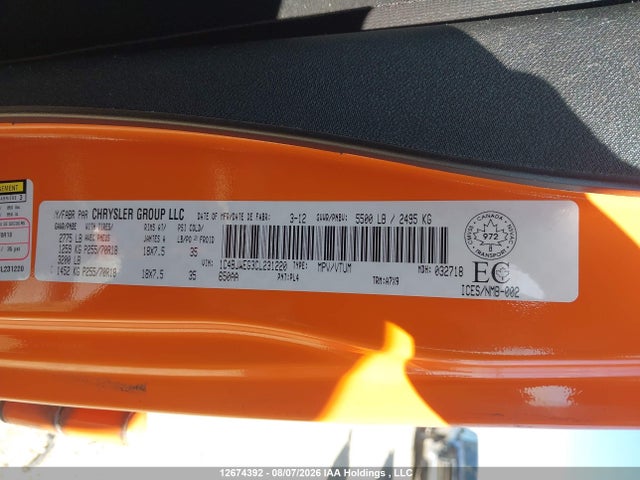 12674392 :رقم المزاد ، 1C4BJWEG3CL231220 vin ، 2012 Jeep Wrangler Unlimited Sahara مزاد بيع