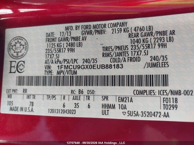 Ford ESCAPE SE 2014 1FMCU9GX0EUB88183 Image 18