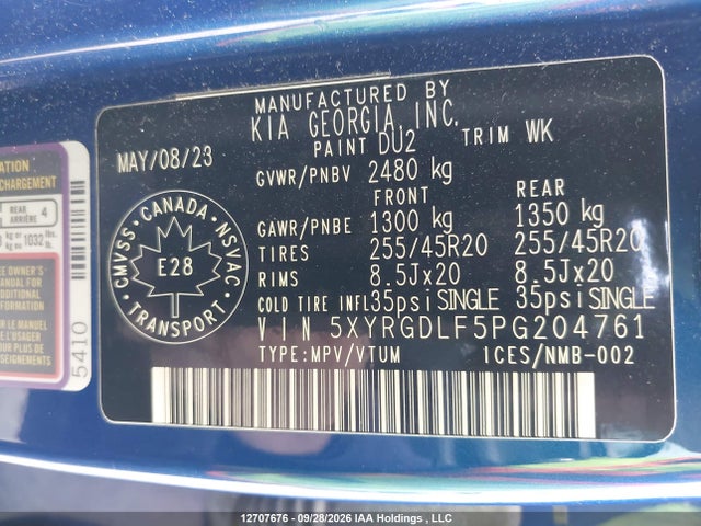 2023 Kia Sorento მანქანა იყიდება აუქციონზე, vin: 5XYRGDLF5PG204761, აუქციონის ნომერი: 12707676