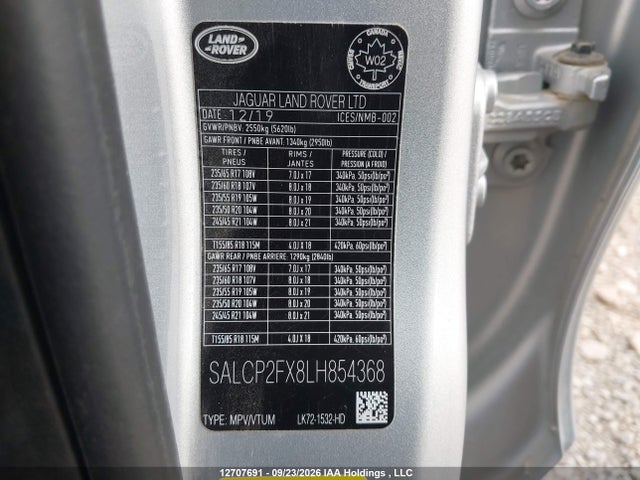 SALCP2FX8LH854368 Land Rover Discovery Sport Se