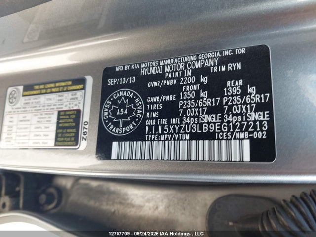 2014 Hyundai Santa Fe Sport მანქანა იყიდება აუქციონზე, vin: 5XYZU3LB9EG127213, აუქციონის ნომერი: 12707709