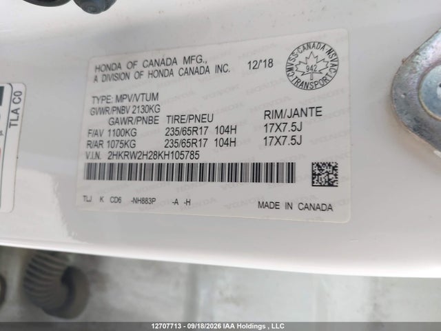 2HKRW2H28KH105785 Honda CR-V LX