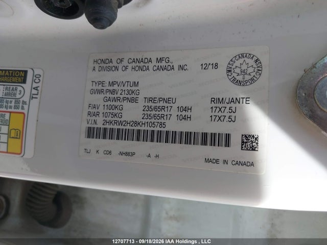 2HKRW2H28KH105785 Honda CR-V LX