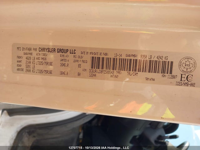 RAM Promaster 3500 3500 High 2015 3C6URVJD8FE509542 Image 9