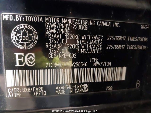 2T3RWRFV1RW250546 Toyota Rav4 Xle/woodland Edition