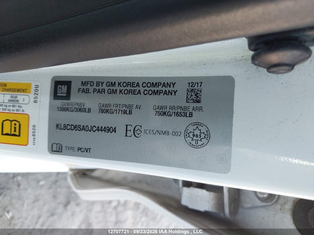 Продаж на аукціоні авто 2018 Chevrolet Spark 1lt, vin: KL8CD6SA0JC444904, номер лоту: 12707721