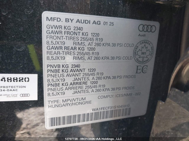 Audi Q3 Technik 45 2025 WA1FECF31S1045910 Image 9