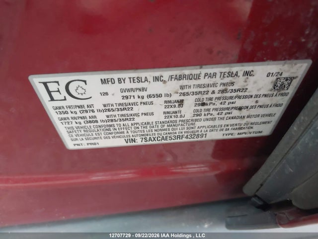 Tesla MODEL X 2024 7SAXCAE53RF432891 Image 9