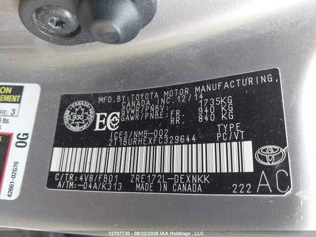 Toyota COROLLA LE 2015 2T1BURHEXFC329644 Image 9