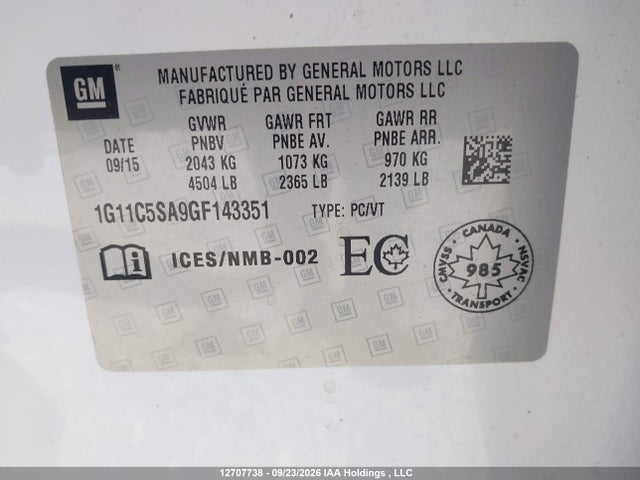 1G11C5SA9GF143351 Chevrolet MALIBU LIMITED