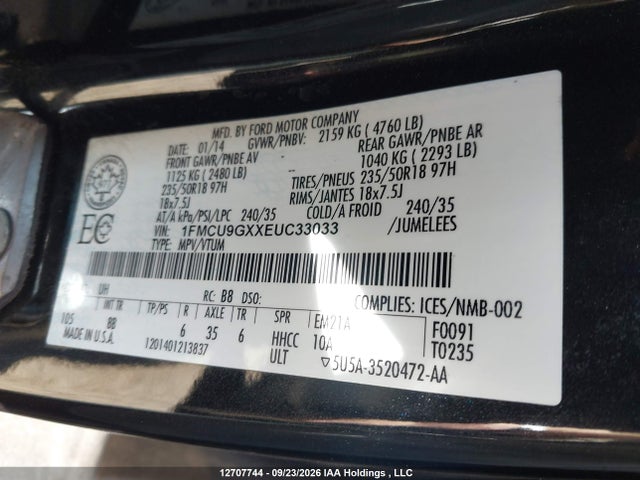 Ford ESCAPE SE 2014 1FMCU9GXXEUC33033 Image 17