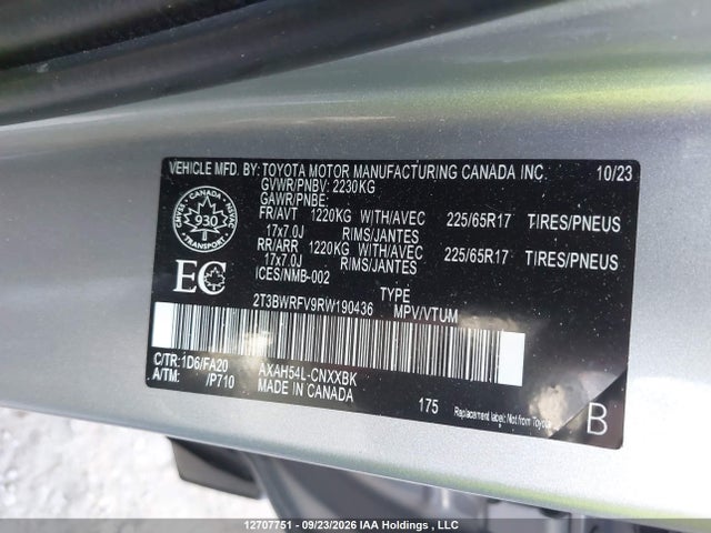 Продажа на аукционе авто 2024 Toyota Rav4 Hybrid, vin: 2T3BWRFV9RW190436, номер лота: 12707751