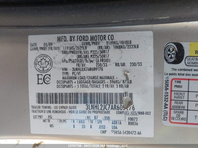 Продаж на аукціоні авто 2010 Lincoln Mkz, vin: 3LNHL2JC7AR609176, номер лоту: 12707758