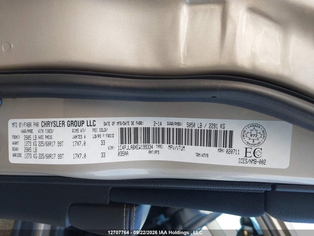 2014 Jeep Cherokee Sport მანქანა იყიდება აუქციონზე, vin: 1C4PJLABXEW199334, აუქციონის ნომერი: 12707764