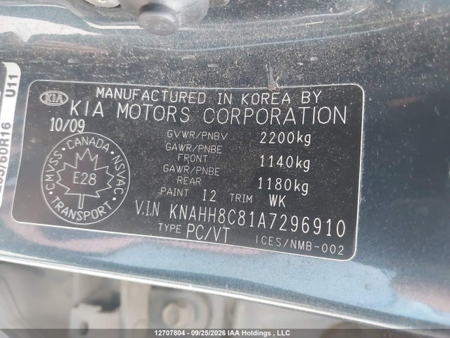 Aukcja sprzedaży 2010 Kia Rondo Ex, vin: KNAHH8C81A7296910, numer aukcji: 12707804