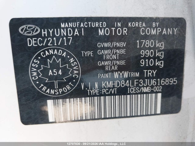 Продажа на аукционе авто 2018 Hyundai Elantra Sel/value/limited, vin: KMHD84LF3JU616895, номер лота: 12707830