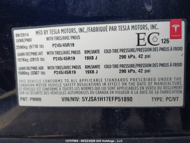 Tesla MODEL S 2014 5YJSA1H17EFP51890 Image 18
