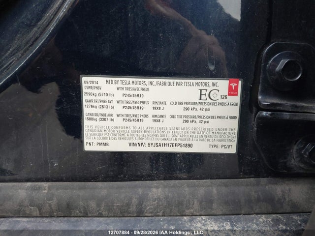 Tesla MODEL S 2014 5YJSA1H17EFP51890 Image 23