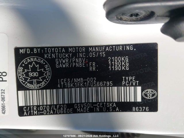 4T1BK1FK1FU566795 Toyota Camry Xse/xle