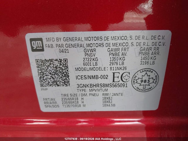 Chevrolet Blazer Lt 2021 3GNKBHRS8MS565091 Image 9