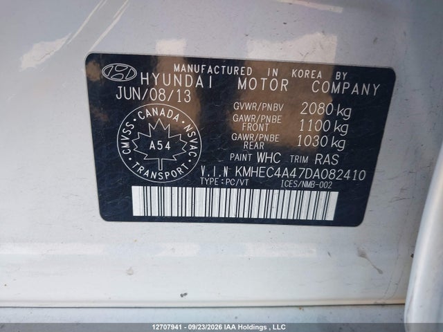12707941 :رقم المزاد ، KMHEC4A47DA082410 vin ، 2013 Hyundai Sonata Hybrid Limited مزاد بيع