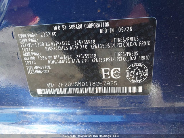 JF2GUSND1T8267925 Subaru Crosstrek Hybrid Limited