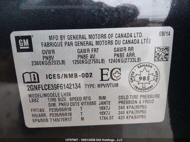 Chevrolet Equinox 2lt 2015 2GNFLCE39F6142134 Image 9