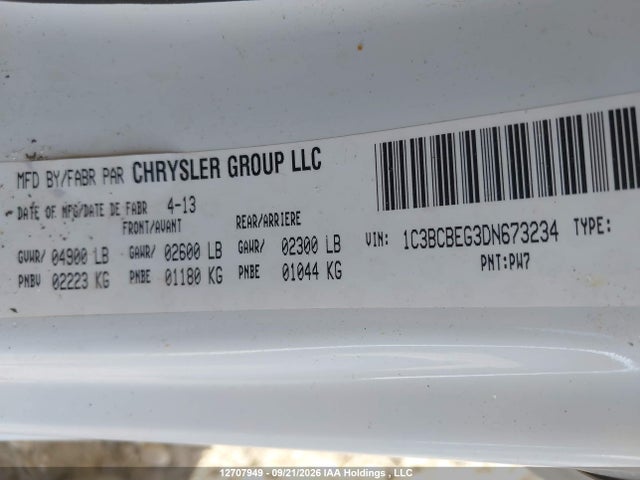 12707949 :رقم المزاد ، 1C3BCBEG3DN673234 vin ، 2013 Chrysler 200 Touring مزاد بيع