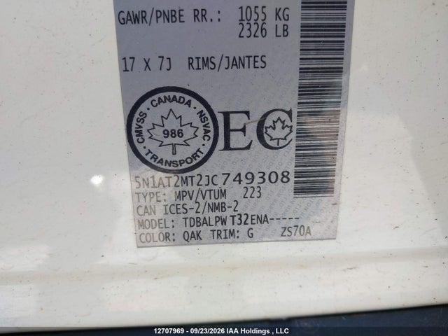 Nissan ROGUE S/SV 2018 5N1AT2MT2JC749308 Image 9