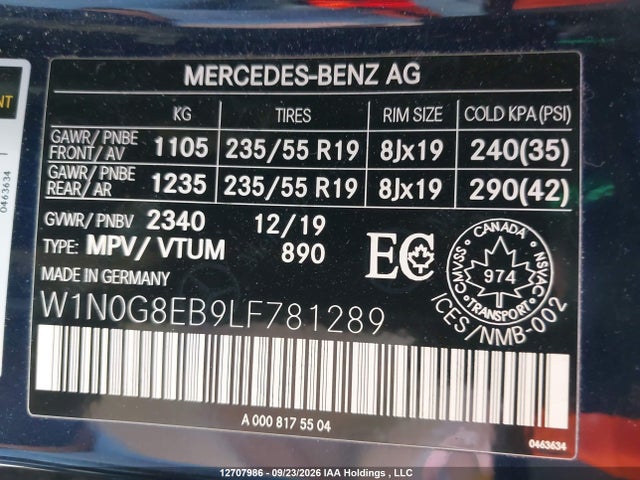 W1N0G8EB9LF781289 Mercedes-Benz Glc 300 4matic