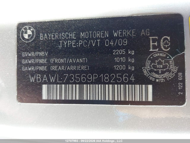 Продажа на аукционе авто 2009 Bmw 335 I, vin: WBAWL73569P182564, номер лота: 12707993