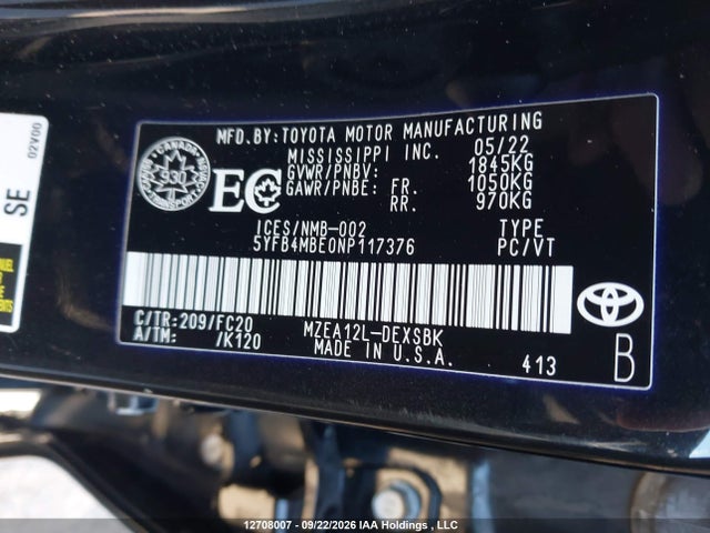 Toyota COROLLA SE 2022 5YFB4MBE0NP117376 Image 18