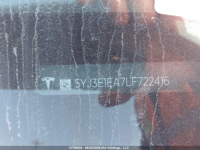 12708024 :رقم المزاد ، 5YJ3E1EA7LF722416 vin ، 2020 Tesla Model 3 مزاد بيع