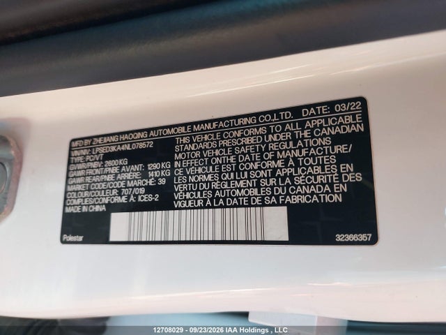 Polestar 2 Long Range Dual Motor 2022 LPSED3KA4NL078572 Image 9