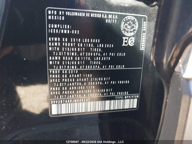 Volkswagen Tiguan Se/sel 2018 3VV2B7AX8JM044237 Image 9