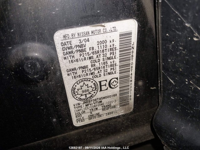 Продажа на аукционе авто 2005 Nissan X-trail Se/xe, vin: JN8BT08T45W000168, номер лота: 12692197