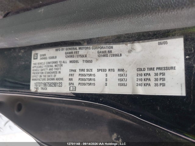 Aukcja sprzedaży 2005 Gmc Canyon Sle, vin: 1GTDT196758290123, numer aukcji: 12701148