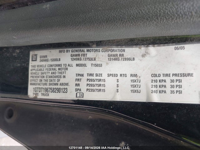 Aukcja sprzedaży 2005 Gmc Canyon Sle, vin: 1GTDT196758290123, numer aukcji: 12701148