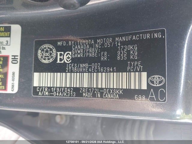 Toyota Corolla S 2014 2T1BURHE4EC162941 Image 19