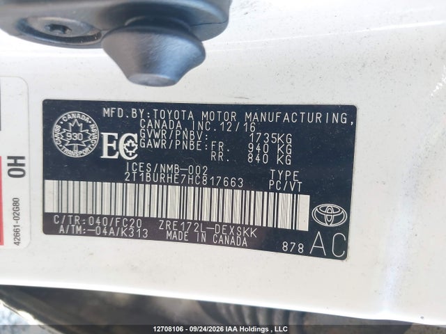Toyota COROLLA SE 2017 2T1BURHE7HC817663 Image 9