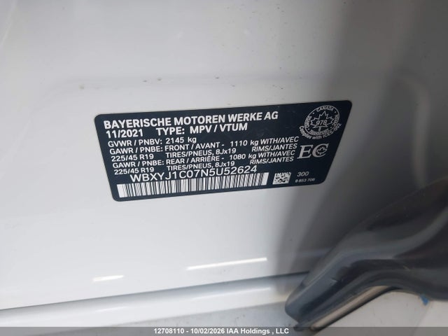 Продажа на аукционе авто 2022 Bmw X2, vin: WBXYJ1C07N5U52624, номер лота: 12708110