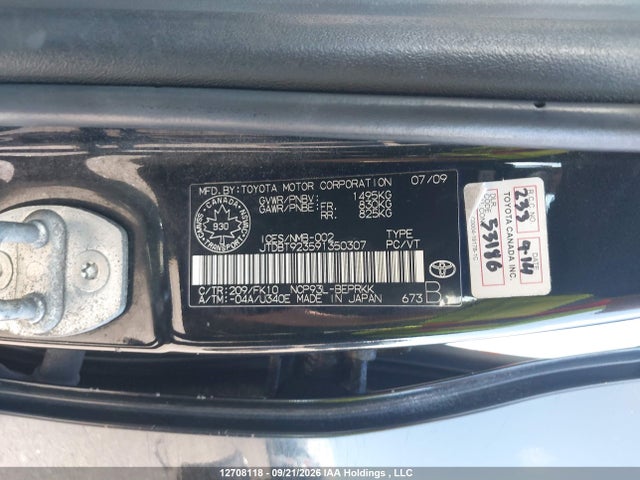 Auction sale of the 2009 Toyota Yaris, vin: JTDBT923591350307, lot number: 12708118