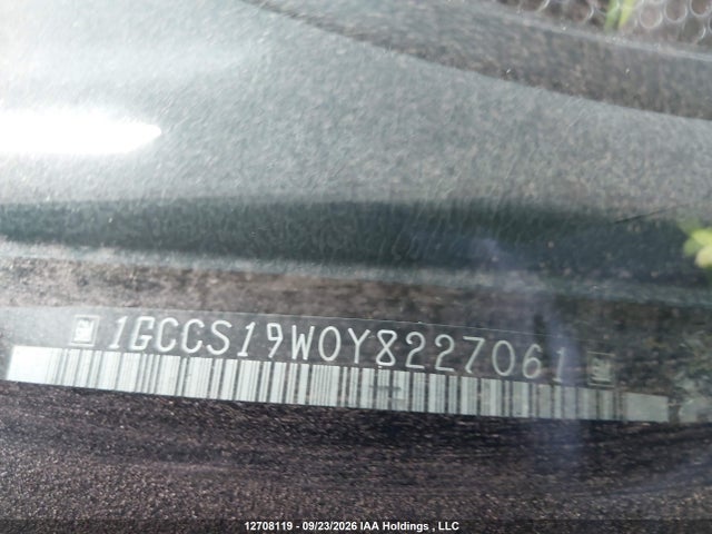 Продаж на аукціоні авто 2000 Chevrolet S-10 Ls, vin: 1GCCS19W0Y8227061, номер лоту: 12708119