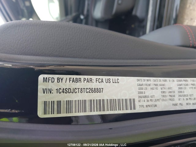 2026 Dodge Durango Gt მანქანა იყიდება აუქციონზე, vin: 1C4SDJCT8TC268807, აუქციონის ნომერი: 12708122