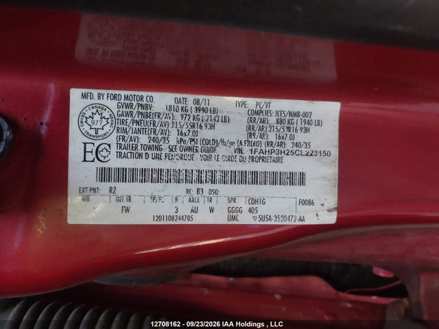 Продажа на аукционе авто 2012 Ford Focus Sel, vin: 1FAHP3H25CL223150, номер лота: 12708162