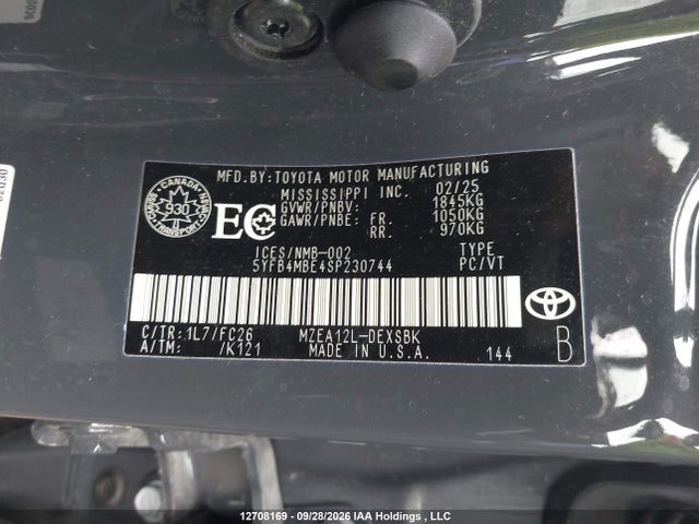 Toyota Corolla Se/xse 2025 5YFB4MBE4SP230744 Image 9